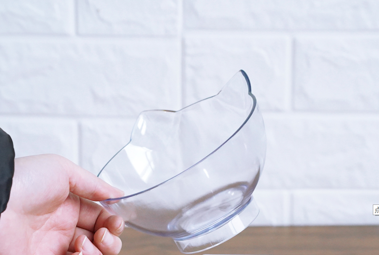 Stylish Cat Ear Pet Bowl: Inclined & Transparent Design