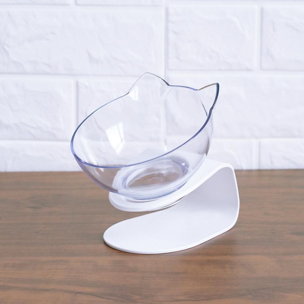 Stylish Cat Ear Pet Bowl: Inclined & Transparent Design