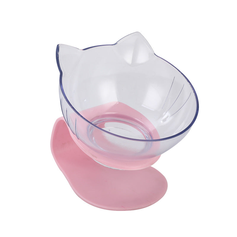 Stylish Cat Ear Pet Bowl: Inclined & Transparent Design