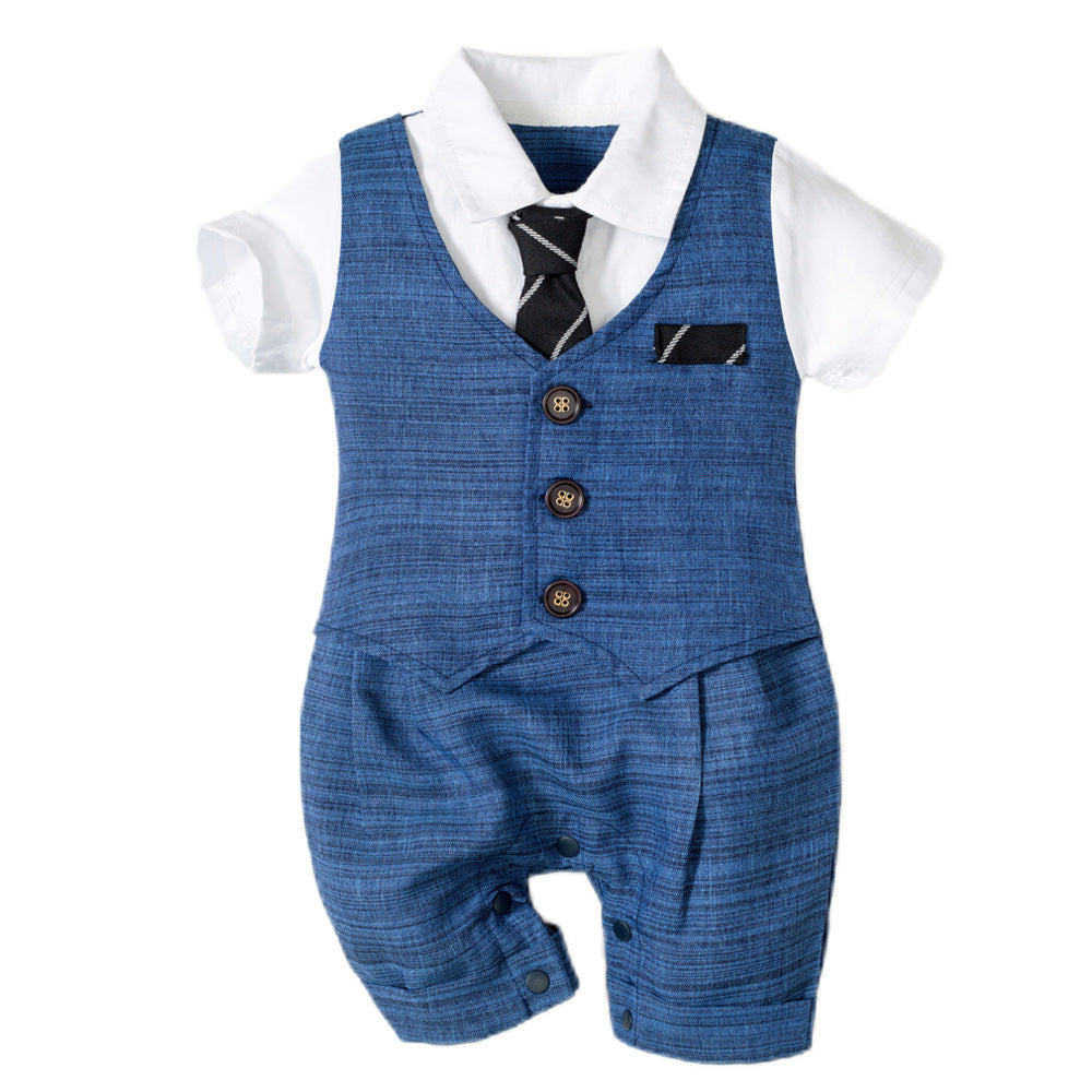 Elegant Summer Baby Boy Jumpsuit: Dress Like a Gentleman