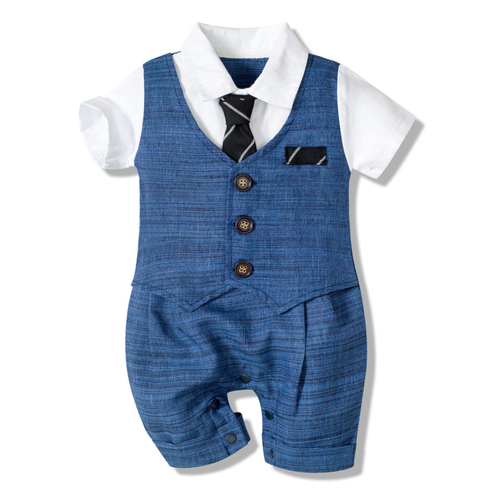 Elegant Summer Baby Boy Jumpsuit: Dress Like a Gentleman