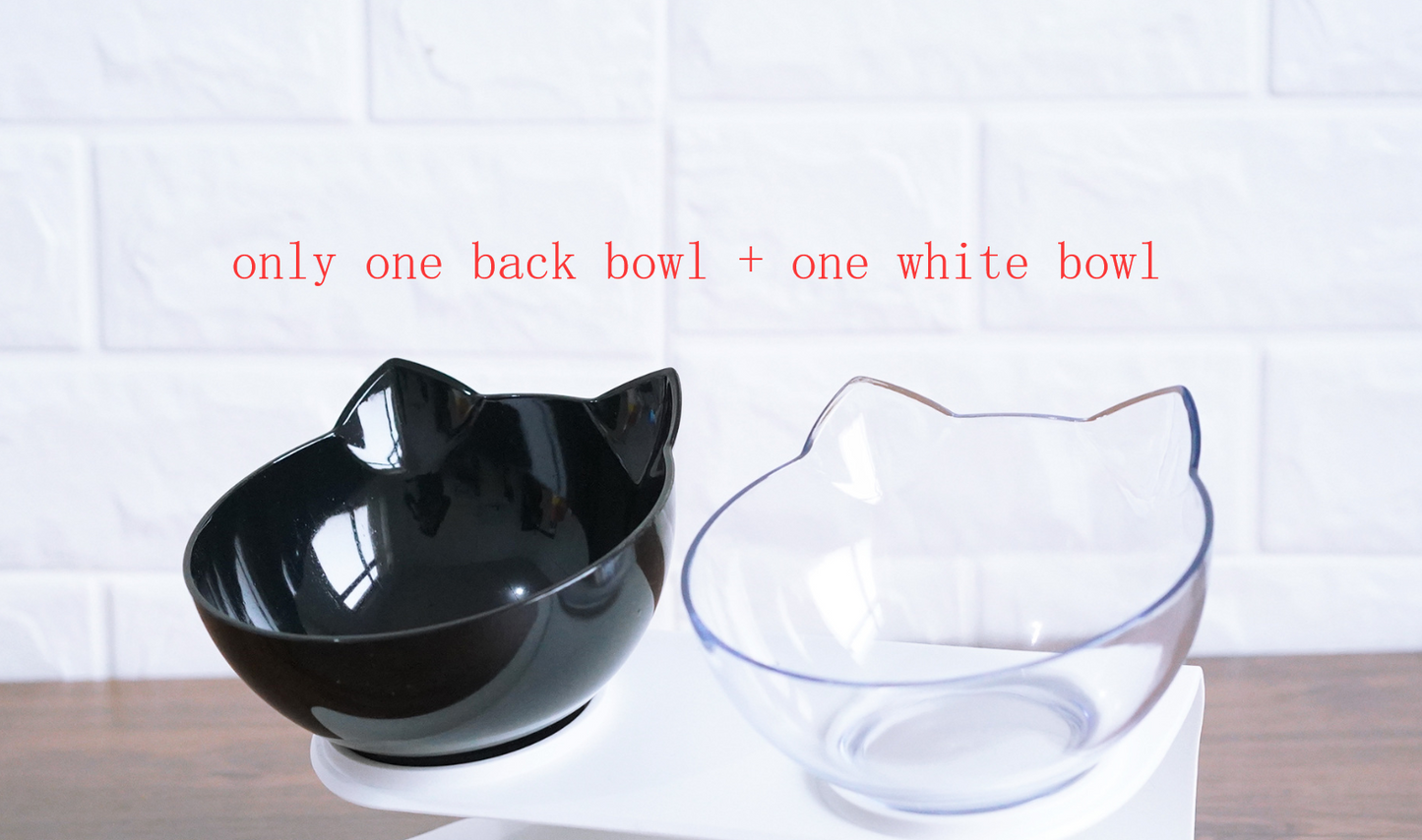 Stylish Cat Ear Pet Bowl: Inclined & Transparent Design