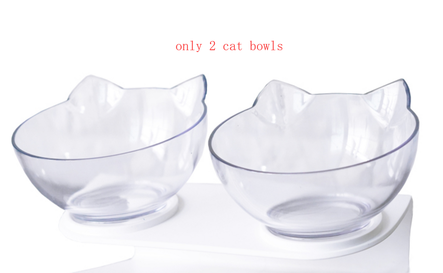 Stylish Cat Ear Pet Bowl: Inclined & Transparent Design