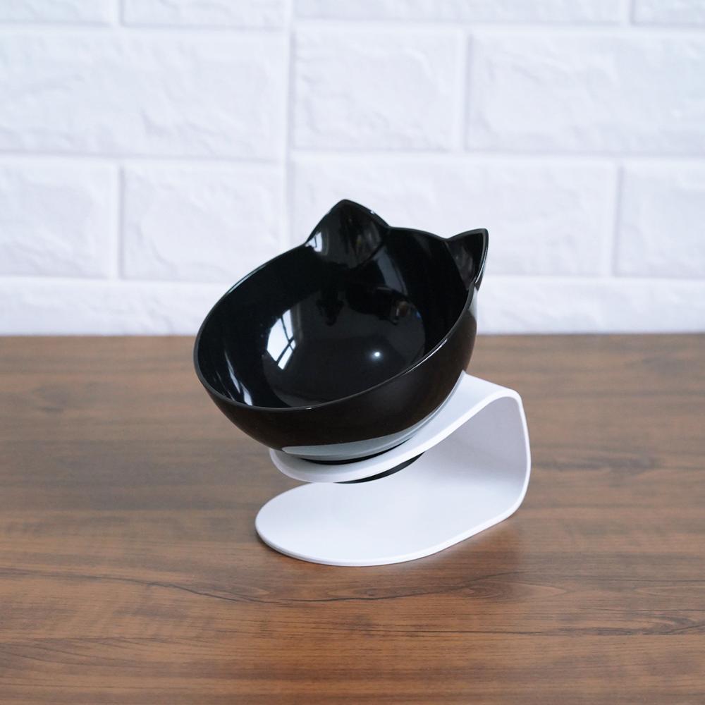 Stylish Cat Ear Pet Bowl: Inclined & Transparent Design