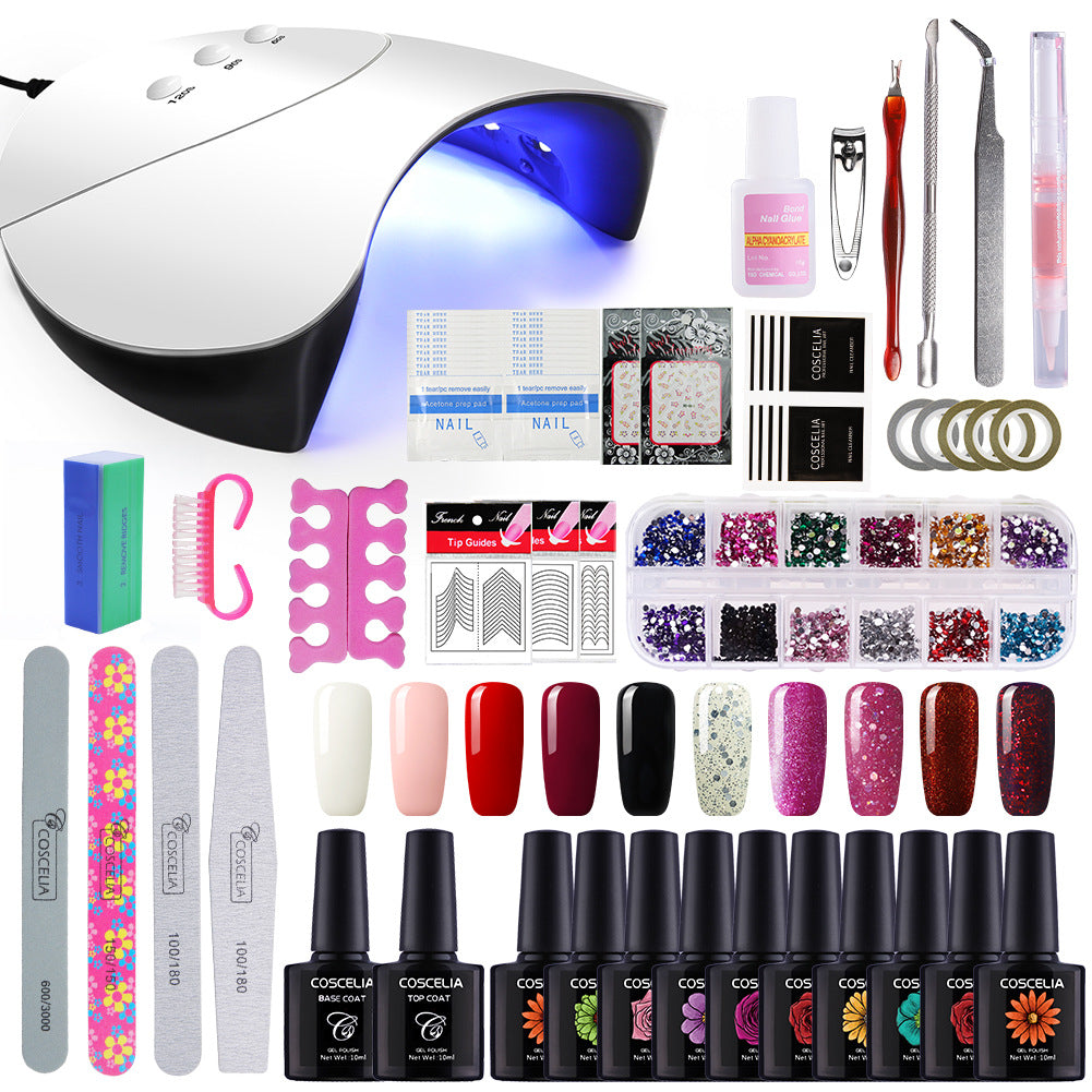 10-Color Nail Art Set - UV Gel Nail Tips Decorations Kit