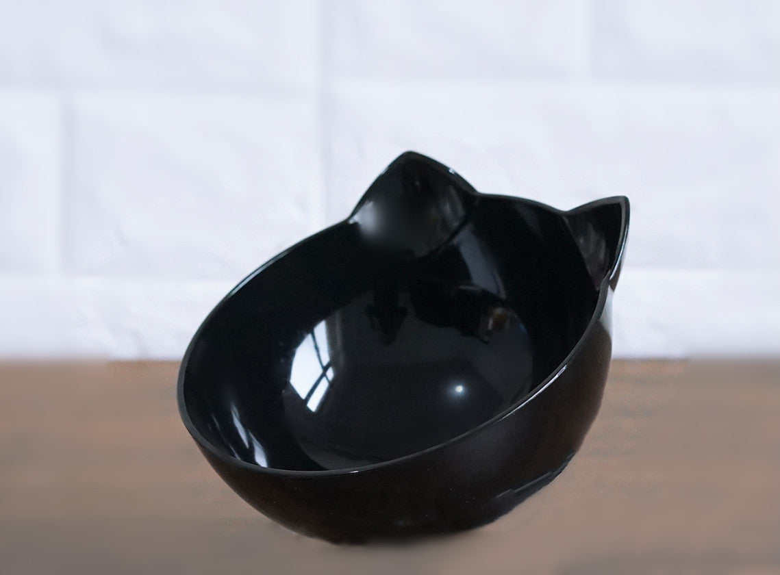 Stylish Cat Ear Pet Bowl: Inclined & Transparent Design