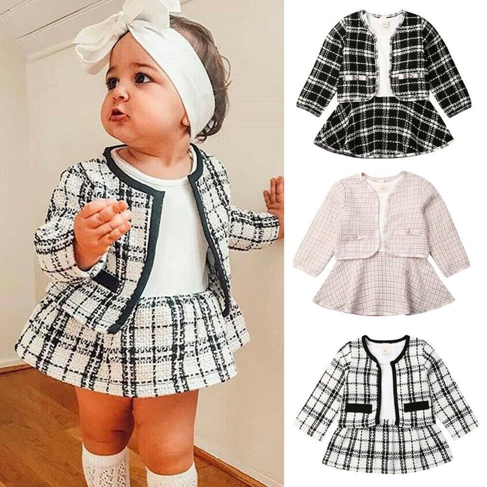 Chic Two-Piece Long-Sleeved Dress for Kids: Cozy & Stylish