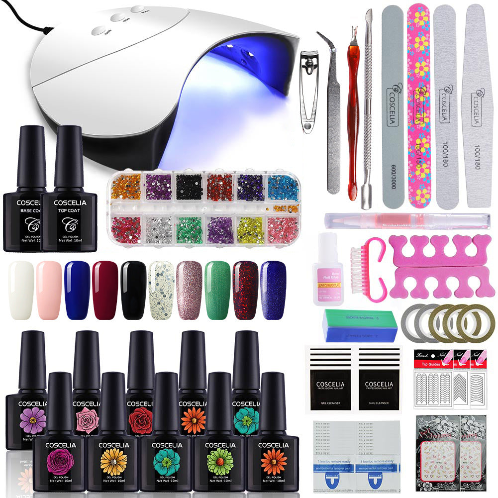 10-Color Nail Art Set - UV Gel Nail Tips Decorations Kit