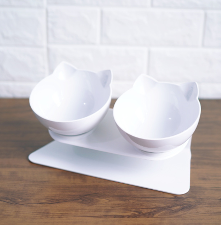 Stylish Cat Ear Pet Bowl: Inclined & Transparent Design