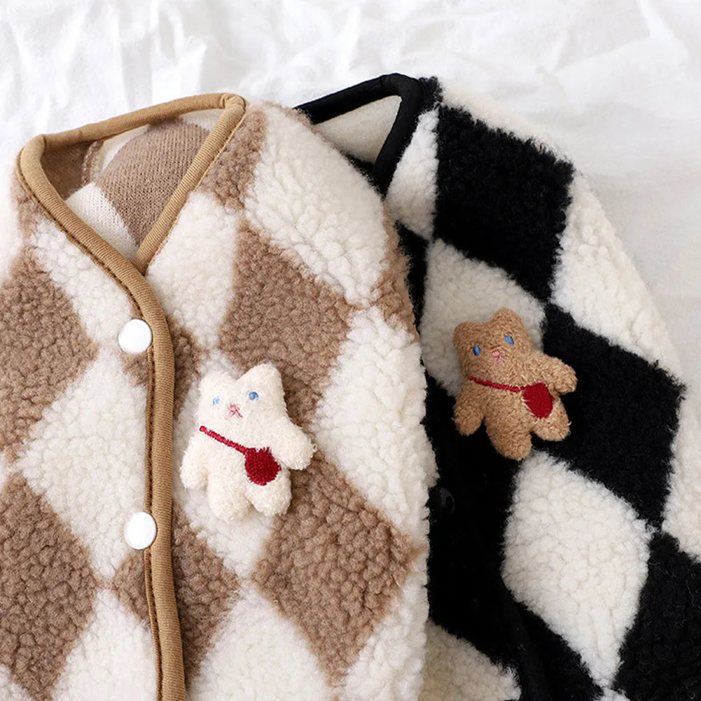 Chic Plaid Fleece Coats for Pets - Perfect Winter Style