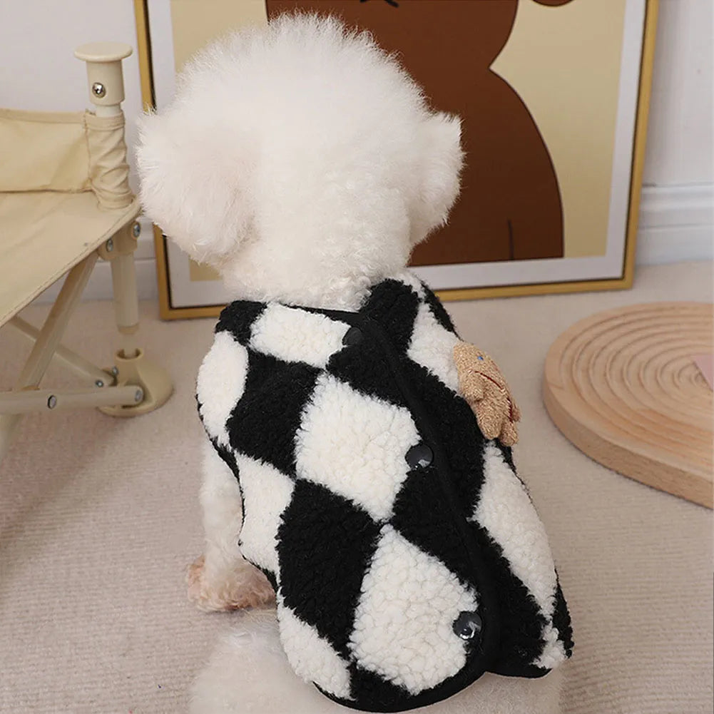 Chic Plaid Fleece Coats for Pets - Perfect Winter Style