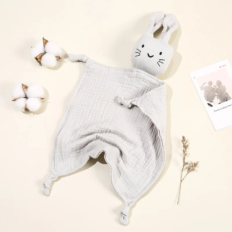 Cute Cat Muslin Comforter - Soft Newborn Sleep Aid & Saliva Towel