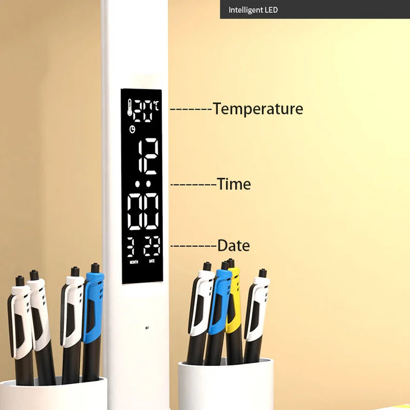 Dual-Head LED Table Lamp: Perfect for Reading & Timekeeping