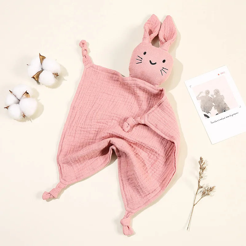 Cute Cat Muslin Comforter - Soft Newborn Sleep Aid & Saliva Towel