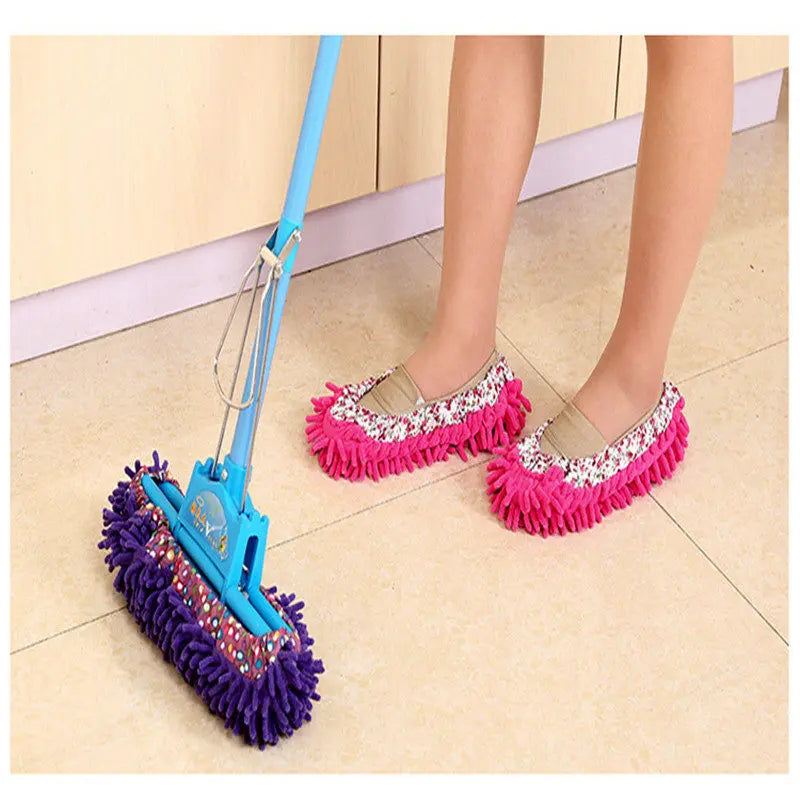 Lazy Mopping Slippers: 2pc Microfiber Dust Cleaning Shoes