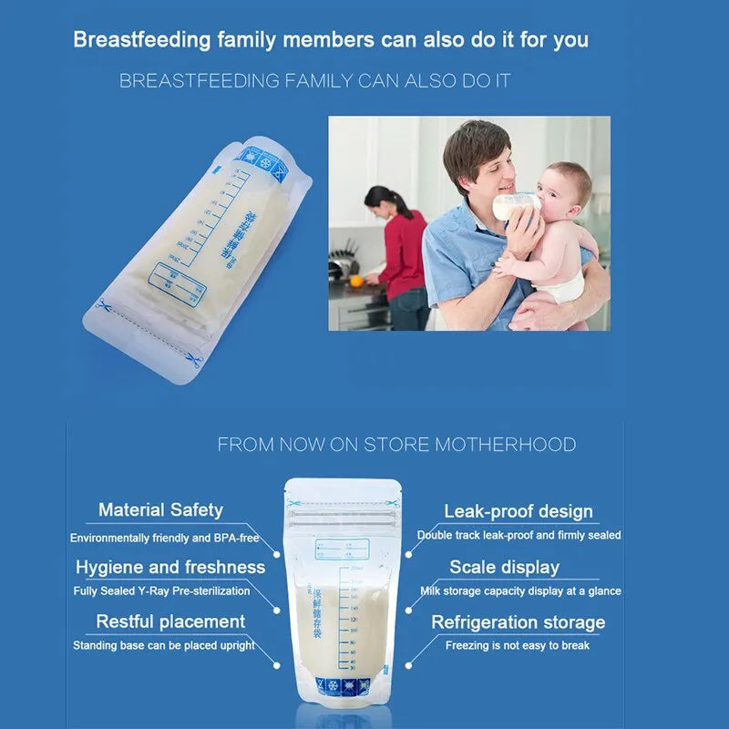 Safe Store Breastmilk Bags: 250ml, Leak-Proof & BPA-Free, 30pcs