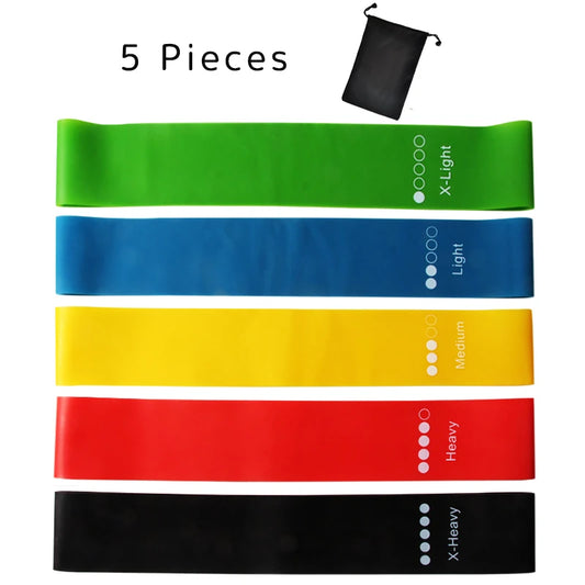 5Pc Yoga Resistance Band Set - Enhance Your Pilates & Fitness Routine