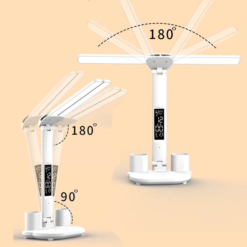 Dual-Head LED Table Lamp: Perfect for Reading & Timekeeping