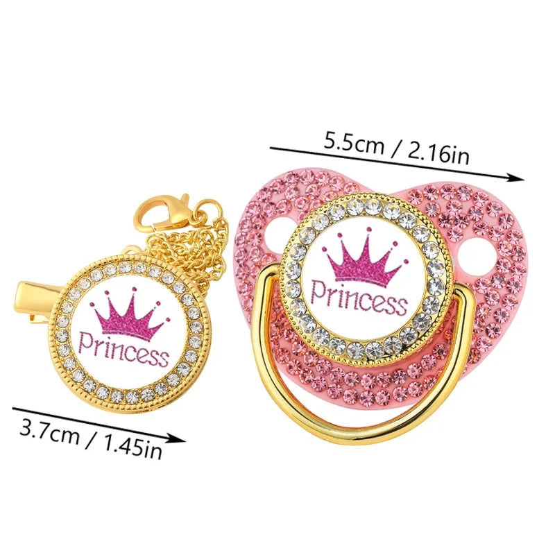 Sparkle & Soothe: Deluxe Crown Pacifier & Clip Set for Newborns