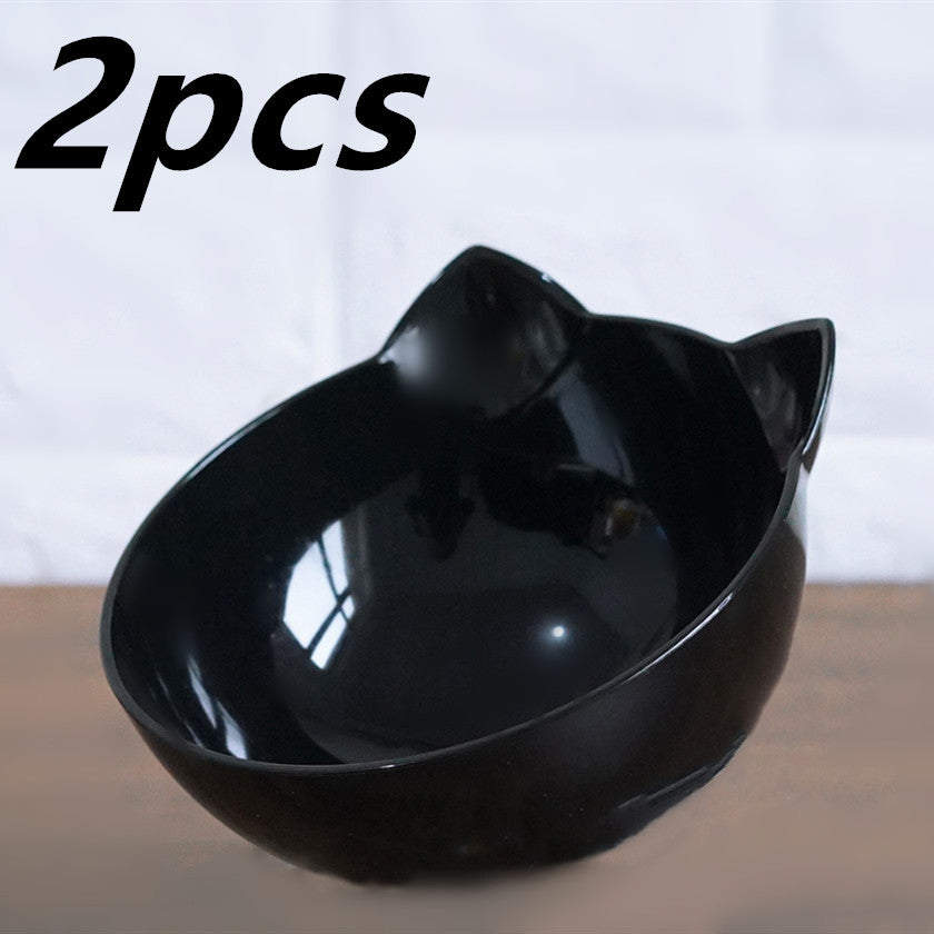 Stylish Cat Ear Pet Bowl: Inclined & Transparent Design