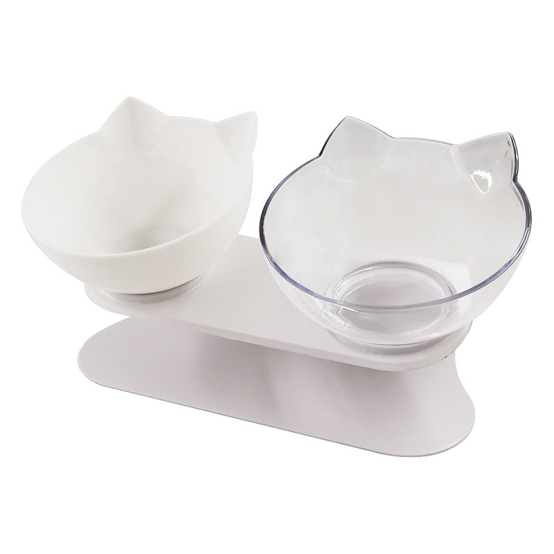 Stylish Cat Ear Pet Bowl: Inclined & Transparent Design